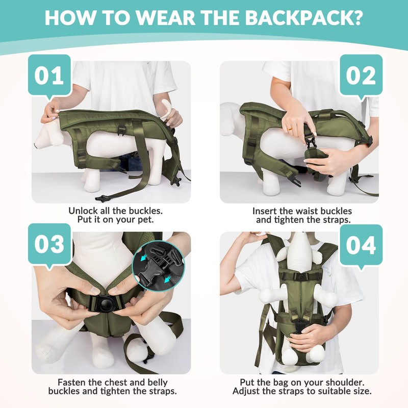 Lukovee Dog Backpack Carrier, Legs Out Easy-fit Dog Front Carrier