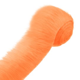 Furry Faux Fur for Crafts, Precut Strips Faux Fur, 5 x 150 cm, Faux Fur, Sold by the Metre, Fluffy, Soft, for DIY, Cosplay, Costume Decoration, Santa Hair and Christmas Tree Decoration (Orange)
