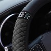 1 Stück Schwarze Auto-Lenkradabdeckung, Autozubehör, Strass-Auto-Lenkradabdeckung, Leder-Lenkradabdeckung, Elastischer Lenkradschutz