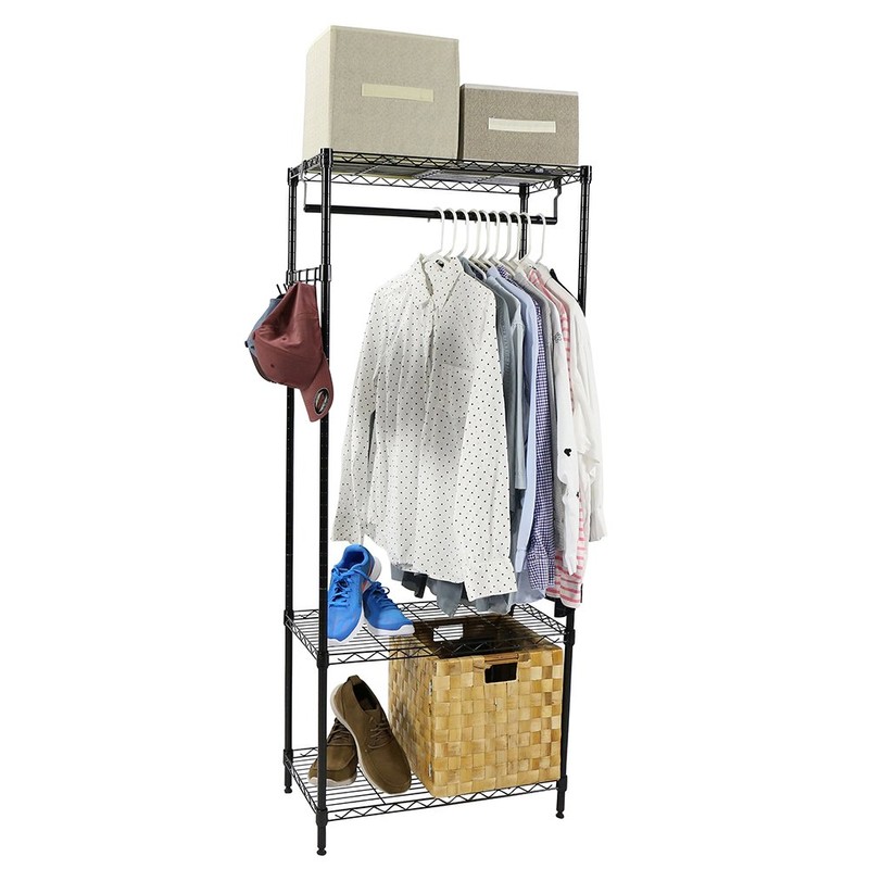 Apollo Hardware 3-Shelf Wire Shelving Garment Rack 14"x24"x60" (Black)