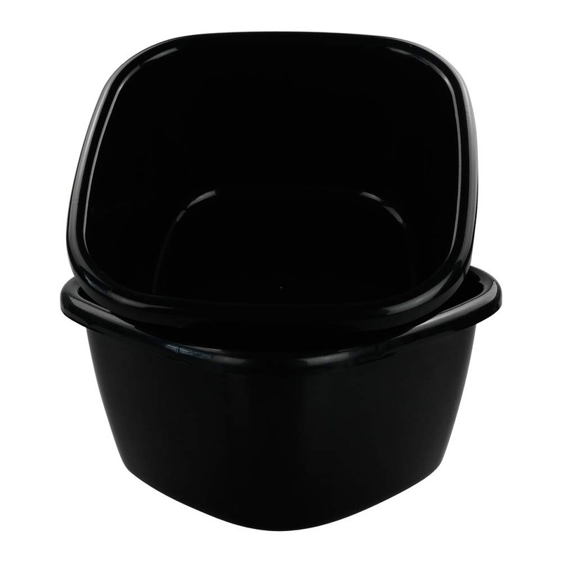 Hommp 2-Pack 18 Quart Large Plastic Wash Basin Dishpan, Black