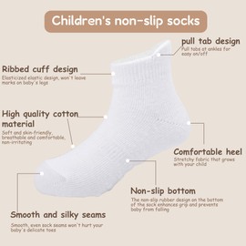 jealkip 12 Pairs Baby and Toddler Socks,Soft Cotton Non-Slip Ankle Socks for New Born,Boys and Girls,1-3T,(White)