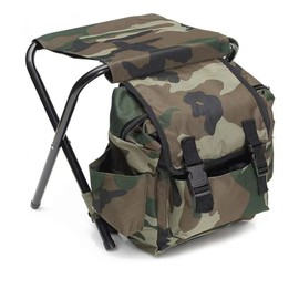 Backpack Chair 600D Oxford Cloth Reinforced Steel Pipe Large Storage Capacity Folding Stool for Fishing Camping