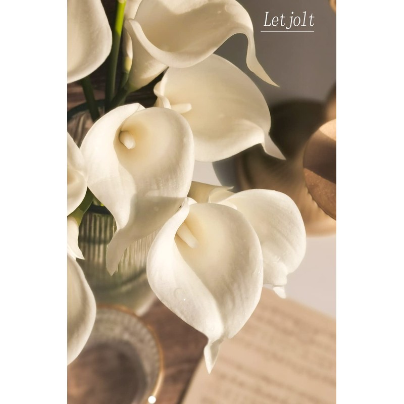 Letjolt White Calla Lily 12Pcs Artificial Flowers Bouquet for Wedding