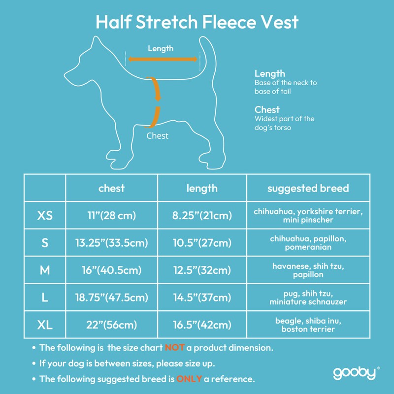 Gooby Fleece Vest Half Stretch, Peach, X-Large