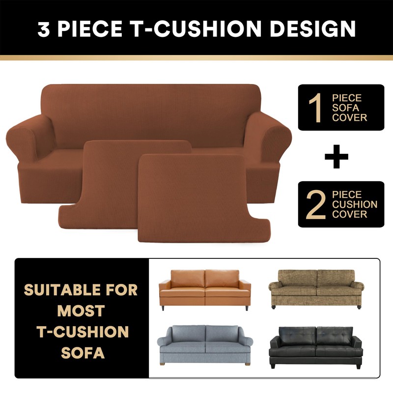 PrinceDeco T Cushion Loveseat Slipcover 3 Pieces Sofa Covers for