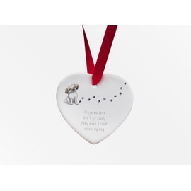 Image Industry Lhasa Apso Walk Beside Us Ceramic Heart - Dog Memorial - Memorial Gift - Hanging Decoration
