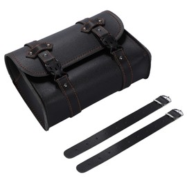 galliano Eden Motorcycle Side Bag, Tooling, Waterproof, Accessory Storage, Bag, Bag, PU Leather, Large Capacity, Universal Use, 2 Belts Included (Black)