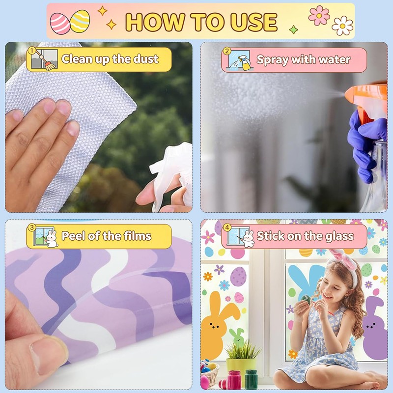 Easter Window Clings Happy Easter Bunny Rabbit Egg Window Stickers