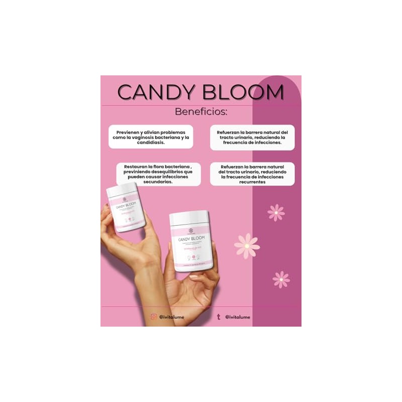 CANDY BLOOM SUPLEMENTO ALIMENTICIO A BASE DE ARANDANO Y PROBIOTICOS