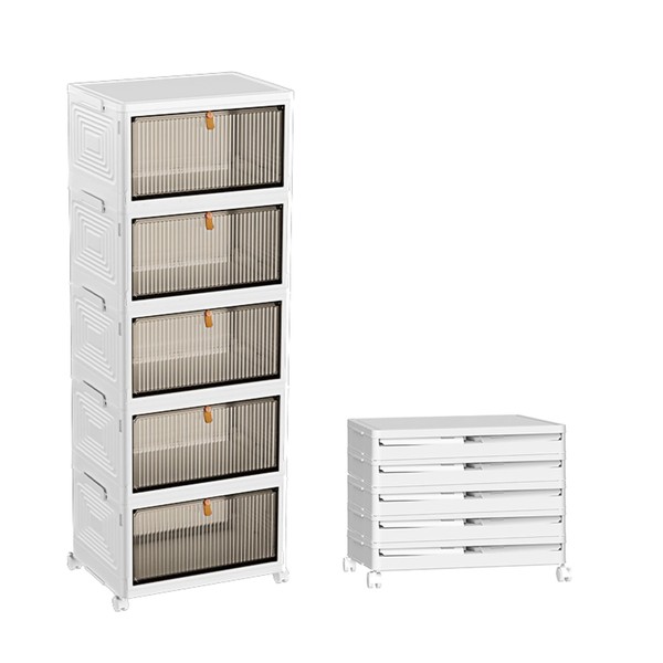 Slim Storage Cabinet with Drawers, 28-Gallon Capacity, Narrow Bathroom Organizer