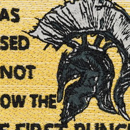 Sparta Iron-On Patch "I Was Raised to Throw the Last Punch" Patch for Sewing/Iron-On Jeans Patch with Embroidery Appliqué for All Fabrics 75 x 75 mm
