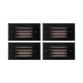 GKOLED 12V 3W Surface Mount Low Voltage LED Step Light with Horizontal Louver Faceplate for Steps Decks Pathway Yard Stairs Fences, IP65 Rated for Outdoor Waterproof, Ideal for Wet Locations (4 Packs)