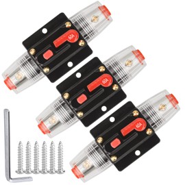 Hamolar 3 Pack 60 Amp Circuit Breaker Switch Fuse Inline Holder Resettable Fuse Manual Reset 12V-48V DC for Car Audio Sound Amplifier System RV Home Marine Boat Truck