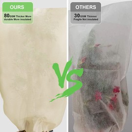 Hydrogarden Plant Fleece Frost Protection, Plant Frost Protection Cover for Plants Trees Shrubs-Reusable Shrub Covers Jacket with Zipper Drawstring(100x80cm)