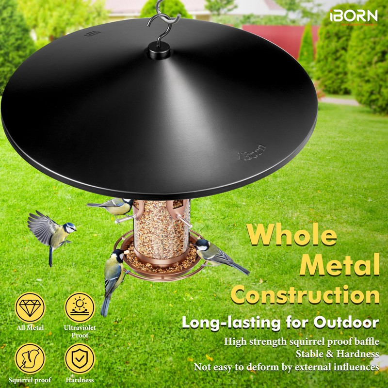 iBorn Squirrel Baffle for Bird Feeder Pole, 19.5” Oversized Squirrel