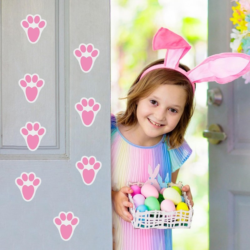 Ocosy 24Pcs Removable Easter Bunny Paw Prints Rabbit Paw Print
