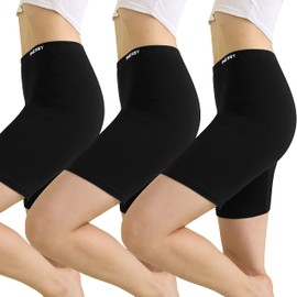 INNERSY Cycling Shorts Women Black Anti Chafing Shorts Ladies Cotton Safety Boxer Panties 3 Pack (M, 3 Dark Black)