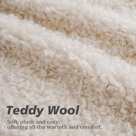 Foindtower Set of 2 Curly Teddy Wool Faux Fur Pillow Covers Decorative Boucle Textured Lumbar Throw Pillow Accent Pillowcases Sheepskin Cushion Case for for Chair and Couch 12"x20" Neutral Cream