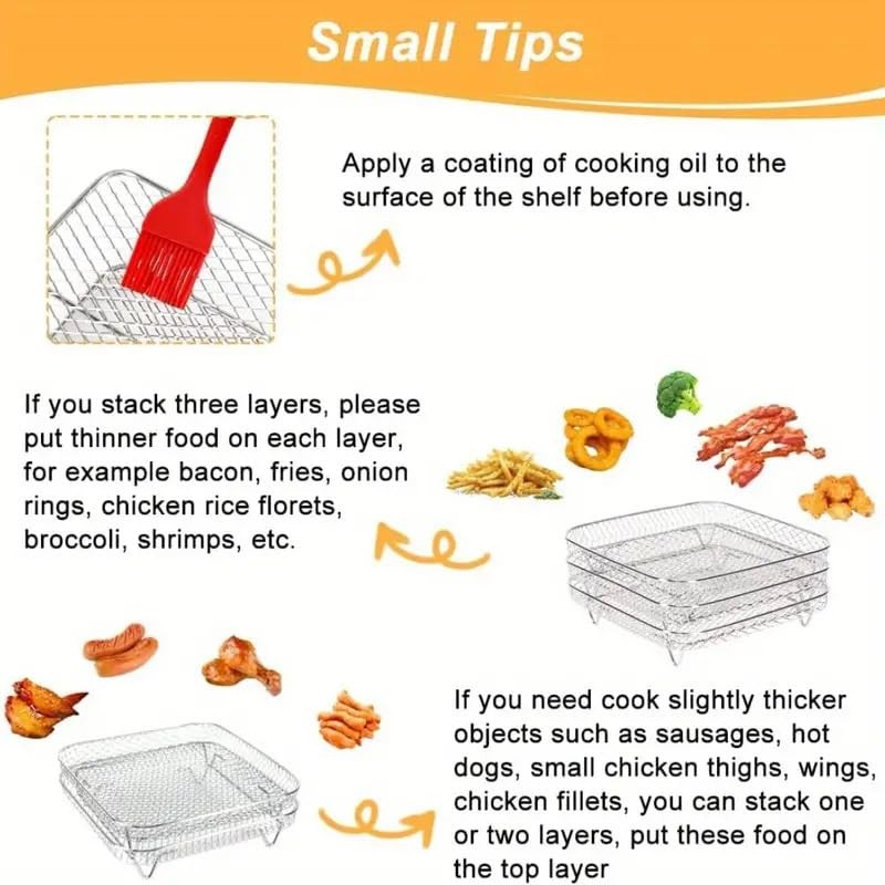 AIMALL 3-Piece Air Fryer Grill Rack – Food Grade 304