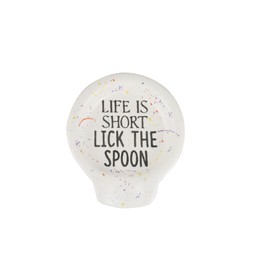 Enesco Our Name is Mud Life is Short Splatter Utensil Rest and Spoon Set, 5.51 Inch, Multicolor