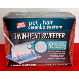 SIMPLE SOLUTION PET HAIR SWEEPER CLEAN UP SYSTEM TWIN-HEAD FOR HARD WOOD,TILE & LINOLEUM SWIFTER