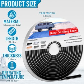 Butyl Sealant Tape, 3/8''×13'Headlight Sealant, 2 Rolls Butyl Rubber Sealant,Promote Sealing Purpose- ​autty Tape for Automotive (Car, RV, Marine) for Installing Car Part