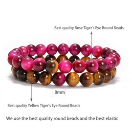 AD Beads 2Pcs His & Hers Distance Beads Bracelets Elastic Natural Stone Yoga Bracelet, 8mm, Matte Black Agate, bracelets