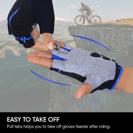 Cycling Gloves Half Finger Mountain Road Bike Cycle Gloves Anti Slip Shock Absorbing Padded Breathable MTB Bicycle Biking Gloves Sports Men Women (Blue, L)