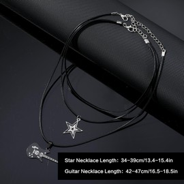 LLOUSSAK Star Guitar Pick Necklace, Layered Star Necklace Y2k Grunge Jewelry for Women Punk Rock Gifts, Vintage Guitar Grunge Choker Necklace for Men Rock Star Outfits Punk Accessories