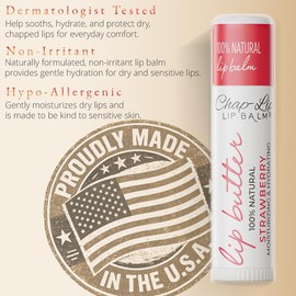 Chap-Lip Bálsamo Labial Hidratante 100% Natural Con Sabor A Frutas, Aceite De Coco Y Manteca De Cacao. Pack De 60 Unidades, Ideal Para Regalar En Navidad. Perfecto Para Hombres Y Mujeres.
