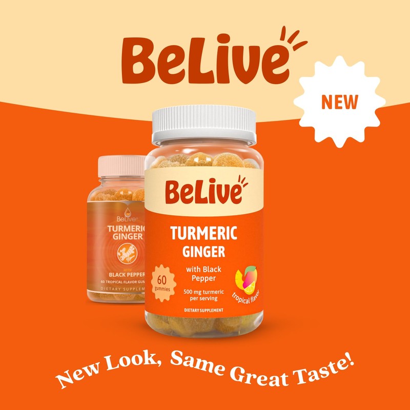 BeLive Turmeric and Ginger Gummies - 500mg - Joint and