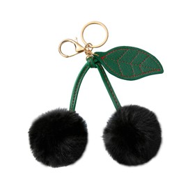 WEWAYSMILE Cherry Purse Charms for Handbags Cherry Bag Charm Cute Plush Keychains for Wowen with Alloy Ring Buckle for Purse Keychain Backpack Decoration Women（Black）