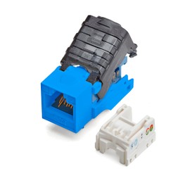 trueCABLE Cat5e Toolless Keystone Jack, Unshielded (UTP), PoE++ (4PPoE) 100W, UL Listed, ETL Verified, ANSI/TIA Certified, Modular RJ45 Female, Blue, 6 Pack