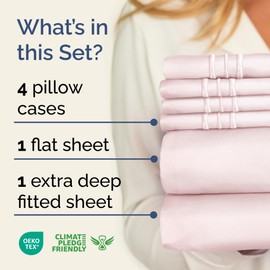 CGK Unlimited Extra Deep Queen Sheet Set - 6 Piece Breathable & Cooling Sheets - Hotel Luxury Bedding Set w/18-24 Inch Extra Deep Pockets - Easy Fit - Super Soft, Wrinkle Free & Comfy - Lavender Pink, Queen Size