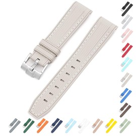 20mm Curved End Rubber Band For Omega X Swatch MoonSwatch, Replacement Watch Bands With Buckle For Omega X Swatch MoonSwatch and SpeedMaster - Multiple Colors (Off White)