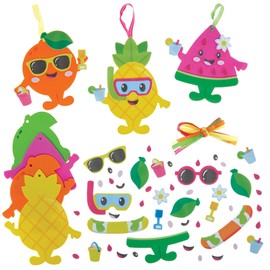 Baker Ross FN423 Summer Fruit Mix & Match Decoration Kits - Pack of 8, Foam Arts and Crafts Decoration Kits for Kids