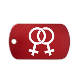 Gay Pride Lesbian Symbol Aluminum Keychain GI Dog Tag - Red