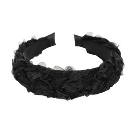 axy Headband with Flower Wreath Look Beautiful Vintage Look for Wedding Headband Hair Accessories Women's Headband HRBLU1 (Black)
