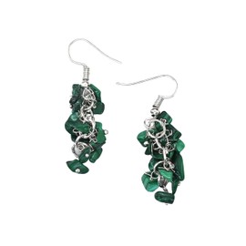 Malachite Crystal Earrings for Women and Teen Girls - Trendy Crystal Chips Earring Sets - Valentines Day Gifts for Her, Birthday Gifts for Women - Gifts for Mom, Girlfriend, Daughter (Silver)