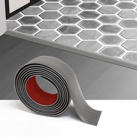 Floor Transition Strip - Self-Adhesive PVC Trim for Carpet to Flooring, Threshold Gap Cover (4ft x 1.57in, Grey Wood)