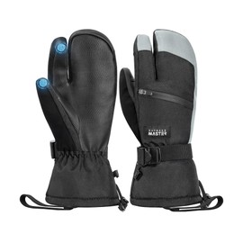 OutdoorMaster 3-Finger Ski Snow Gloves for Women & Men, Winter Warm Snowboard Ski Mittens Screen Touch, Thermal Waterproof with Double-Pocket for Cold Weather Sports, Skiing, Snowboarding