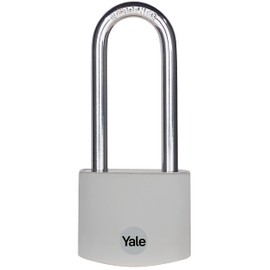 Yale 2.2 Inch Long Shackle Covered Aluminum Lock with 3 keyed Alike Keys for School Gym Locker, Fence, Gate, Toolbox, Case, Hasp Storage (Grey)
