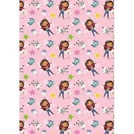 Gabbys - Carta da regalo per casa delle bambole, 2 fogli con 2 etichette