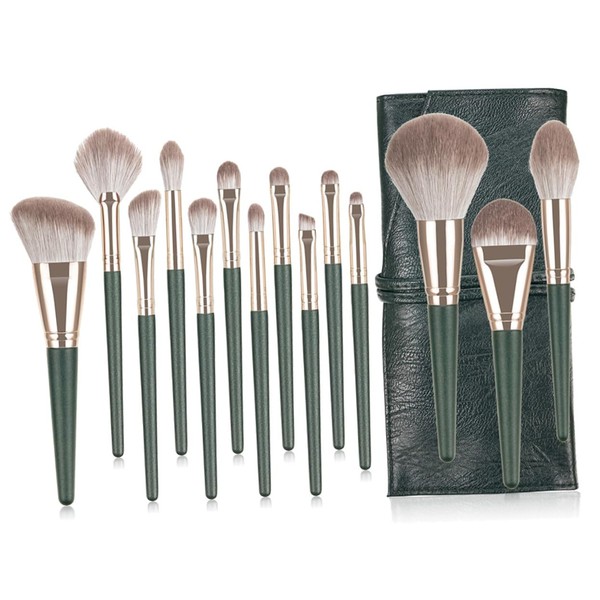 FOMIYES 14pcs Professional Makeup Brush Set with Handles for Application