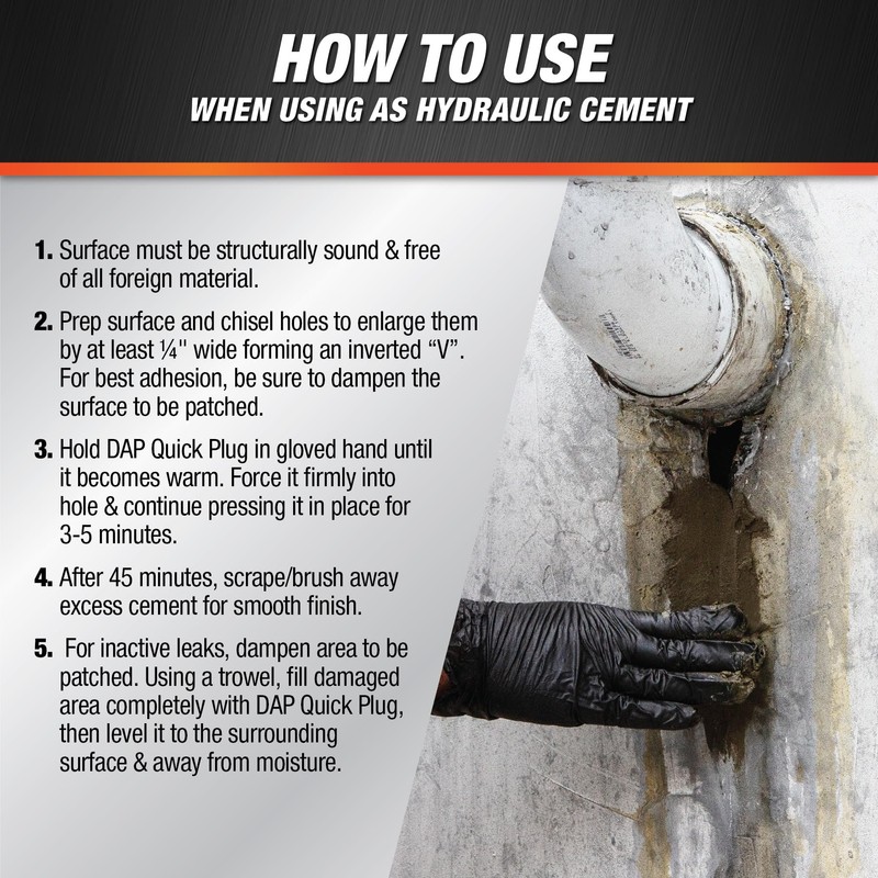 Dap 14086 Quick Plug 5 lb Hydraulic Cement, Pack of