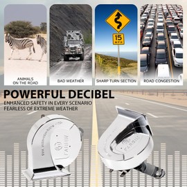 FARBIN Car Horn for Truck 12V Motorcycle Horn Chrome Electric Snail Horns Waterproof Train Horns High Low Tone for Car Motorcycle Truck SUV (Silver)