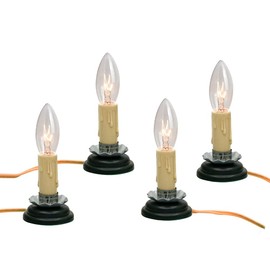 GOOTHY 3 Inch Electric Country Candle Lamps, Plug in Christmas Electric Window Candle Lamp with Black Plum Iron Base, 7W C26 Lights Bulb, 3'' Candlesticks with On/Off Switch, Ivory- Set of 4