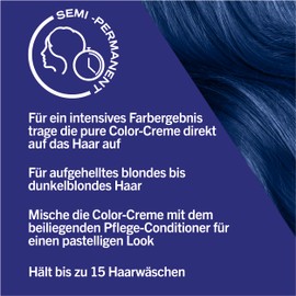 Schwarzkopf LIVE Ultra Brights Semi Permanent Hair Colour 095 Electric Blue (3 x 142.5ml) Colouration for Intense or Pastel Colour Results Lasts 12-15 Hair Washes with Conditioner