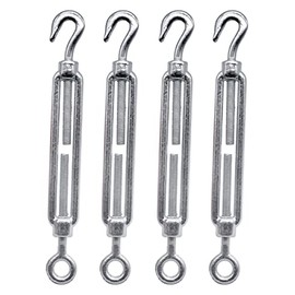 (Pack of 4) Turnbuckle Wire Tensioner M5 Adjustable Turnbuckles Hook and Eye Rope Tension (4 Pieces, M5)